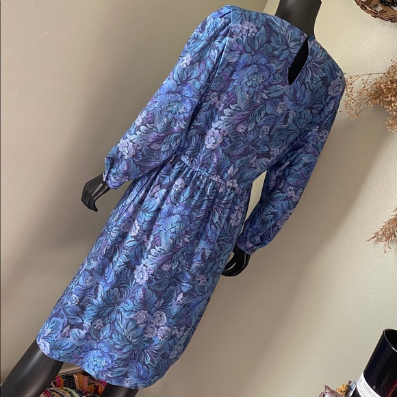 Vintage Handmade Blue and Purple Long Sleeve Dress with Pockets! - Picture 8 of 13